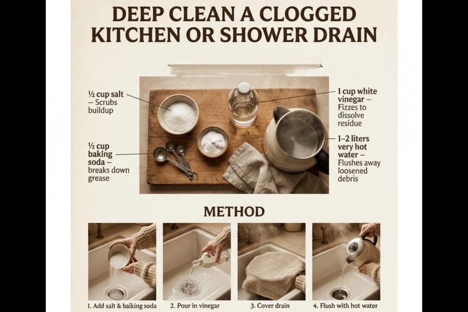 Deep Clean a Clogged Kitchen Or Shower Drain